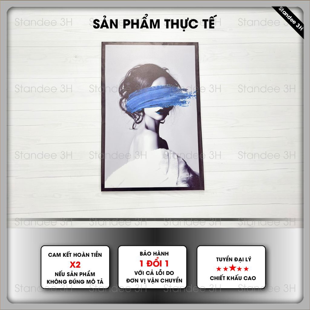 Tranh spa cô gái và hoa nghệ thuật, trừu tượng. Tranh treo phòng khách hiện đại | Tranh 3H