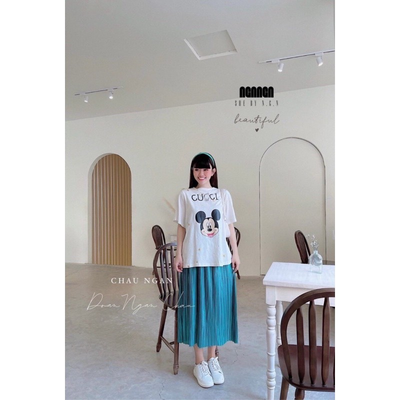 [Rẻ Vô Đich] Sét áo trắng micky mix cvay ly xanh hot giã man ạ Áo chất cotton tàu l1 cực đanh đẹp mát