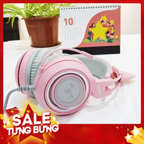 Tai Nghe Mèo Gaming G951s Pink JACK 3.5mm 7.1 SOUND - Tai nghe chụp tai dành cho nữ streamer - Somic G951S Pink 7.1