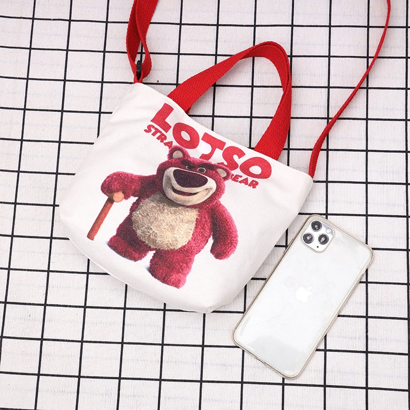 Túi đeo vai YADOU vải canvas in hình gấu/ dâu tây thời trang dễ thương cho bé trai/ bé gái