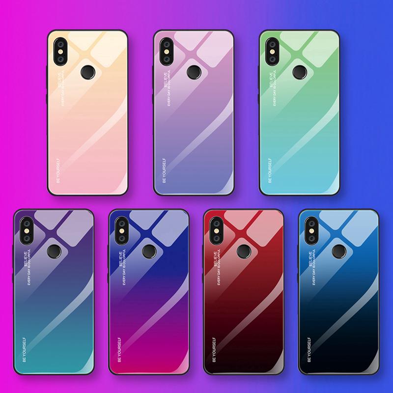 Ốp điện thoại kính cường lực màu sắc Gradient thời thượng chống sốc cho Xiaomi Mi5X Mi6X A1 A2 Lite Mi6 Mi8 Note 6 5 pro