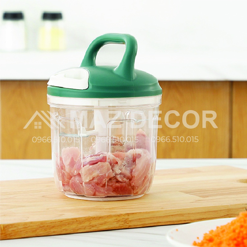 Dụng cụ xay tỏi ớt mini bằng tay Mini Food Chopper kéo dây, máy xay thịt thực phẩm loại đẹp dày dặn giá rẻ
