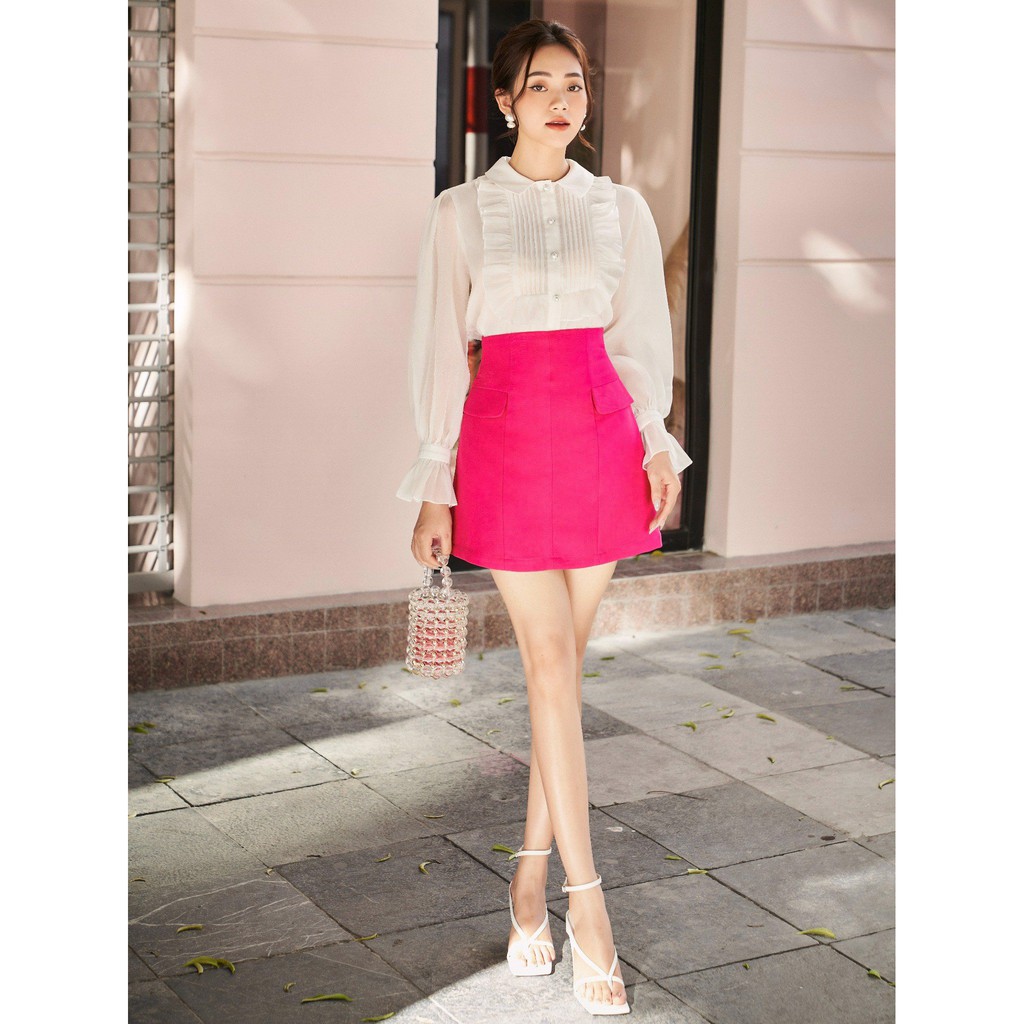 RECHIC Chân váy chữ A túi kiểu Natassy màu hồng dễ thương trẻ trung dễ phối siêu xinh | BigBuy360 - bigbuy360.vn