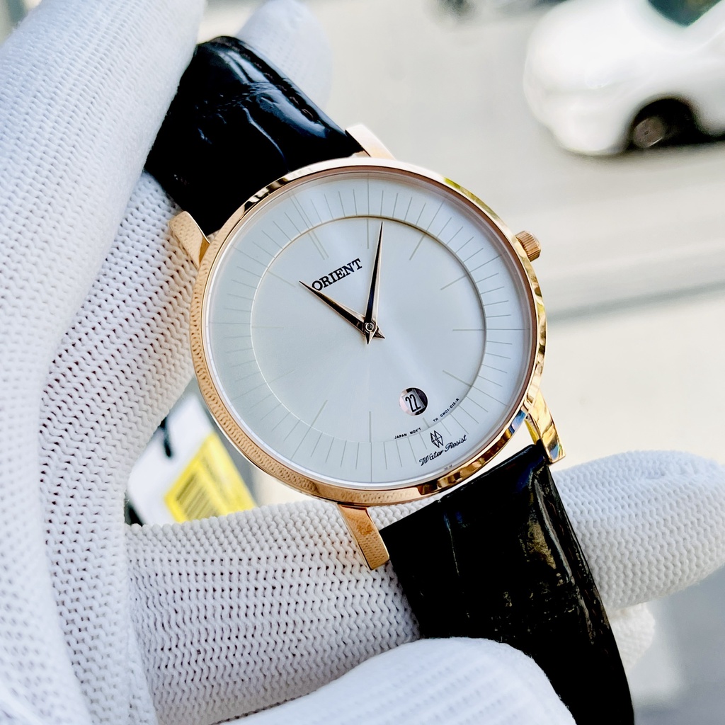 Đồng Hồ Nam Orient FGW0100CW0 Dây Da Nâu Mặt Trắng, Kính Saphire Chống Trầy, Chống Nước, Size 40mm Tặng Box Thép