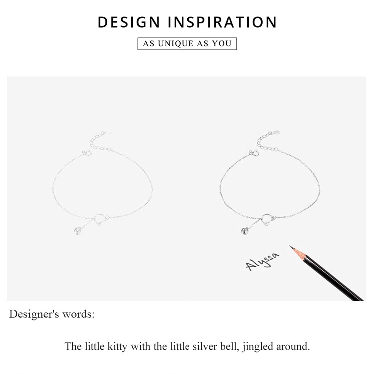 Lắc chân BAMOER SCT003 bạc 925 thiết kế đầu mèo đơn giản thời trang