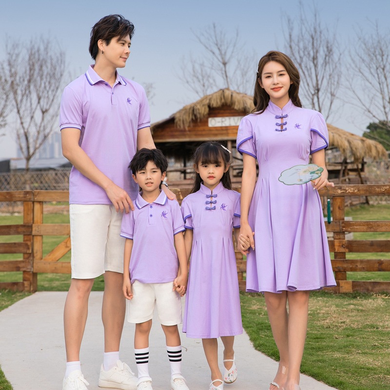 Áo polo Màu Xanh Lá / Tím Thời Trang Cho Gia Đình