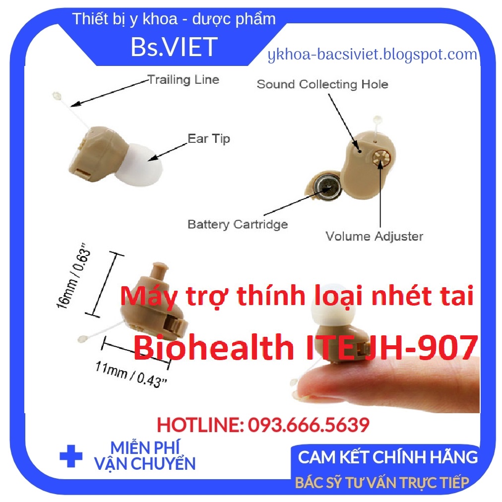 BẢO HÀNH 1 NĂM - MÁY TRỢ THÍNH không dây ITE Biohealth JH-907 - Máy điếc, Tai nghe trợ thính cho người già CHÍNH HÃNG