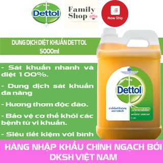 [Hàng Chính Hãng] 5L Dung dịch diệt khuẩn đa năng Dettol Siêu Tiết Kiệm