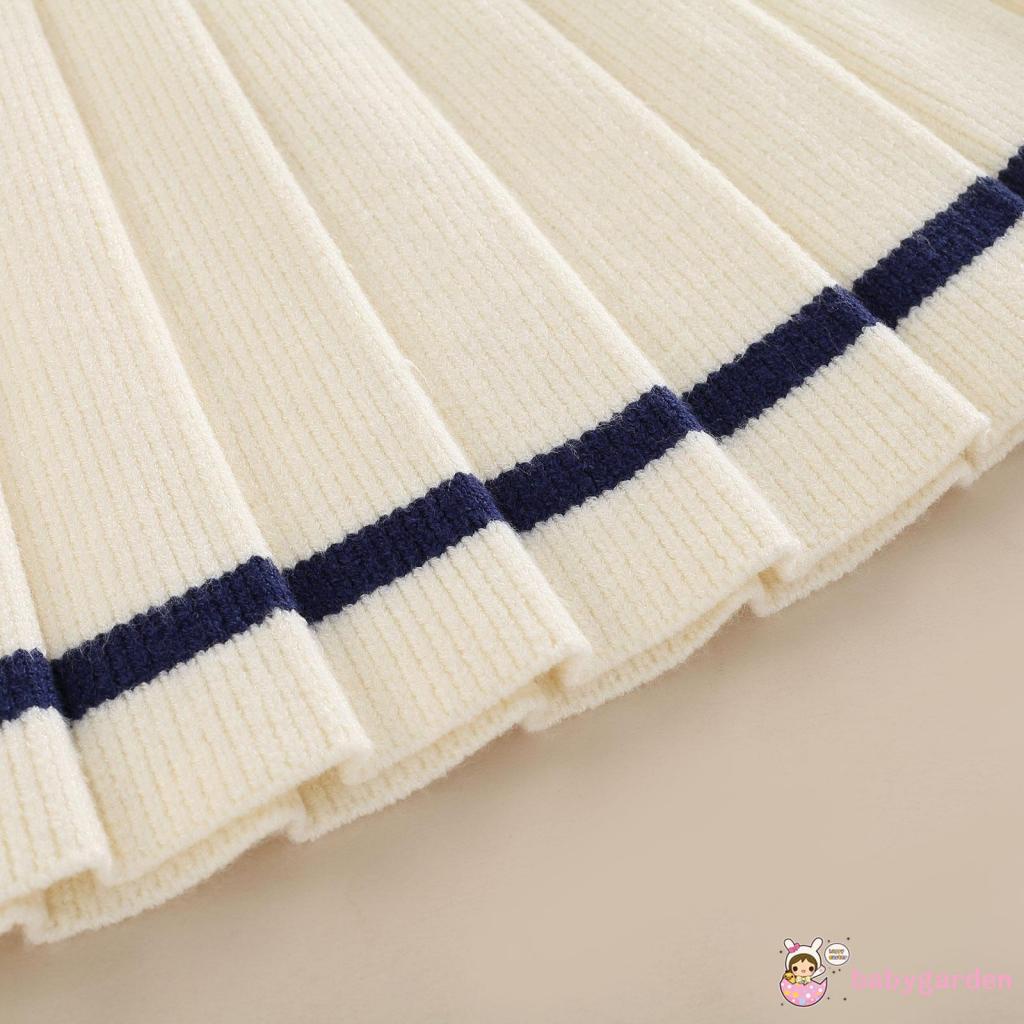 Áo Liền Quần Dài Tay Cổ Thủy Thủ Màu Sắc Tương Phản Cho Bé Gái 6 Tháng-3 Tuổi