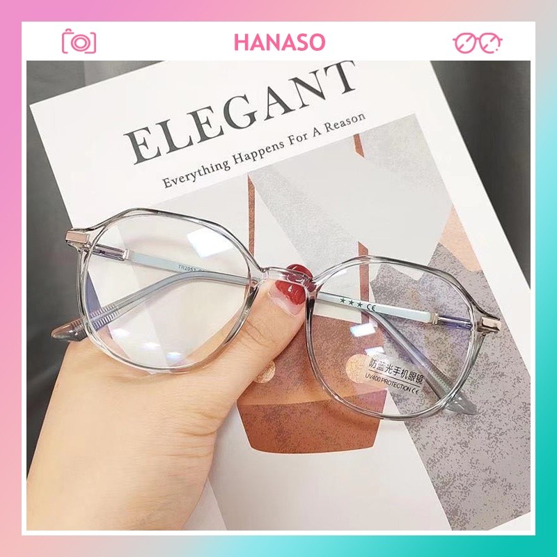 Kính mắt cận hottrend nam nữ gọng đa giác chống ánh sáng xanh phong cách Hàn Quốc đẹp HANASO 052