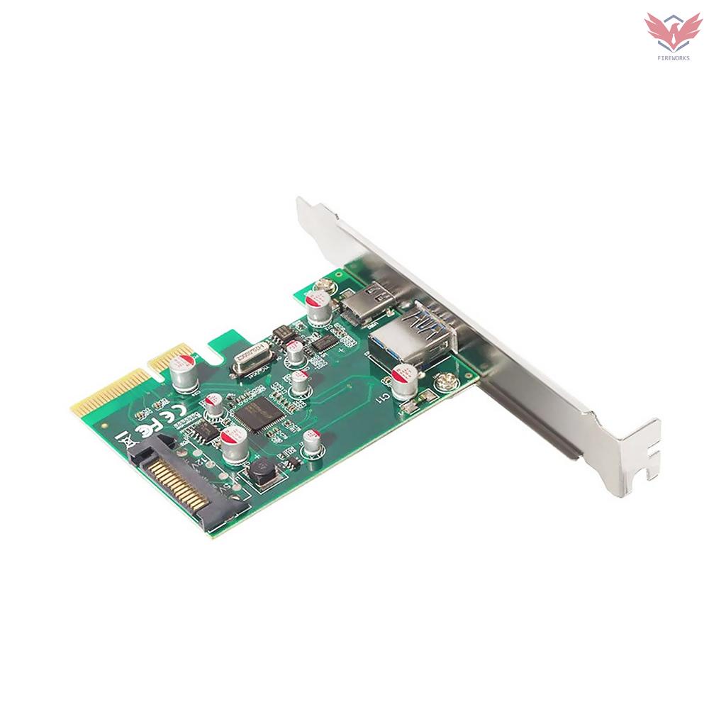 Thẻ Chuyển Đổi Mở Rộng Pci-E Sang Usb 3.1 Type A + Type C 10gbps Cho Máy Tính Bàn