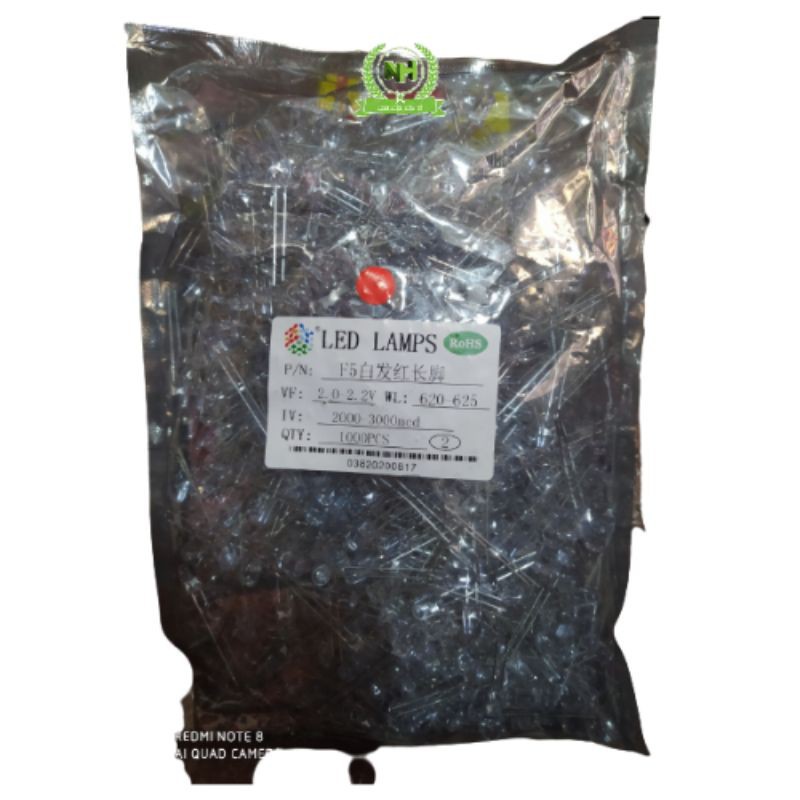 Gói 1000C LED Trong phi 5 Đủ Màu 2.0-3.2V DC Loại Tốt