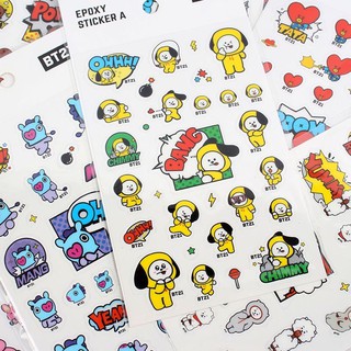 Sticker laser BT21 - Chibi và 3D - hình dán nổi trang trí sổ tay, nhật kí, ảnh polaroi, toploader, binder