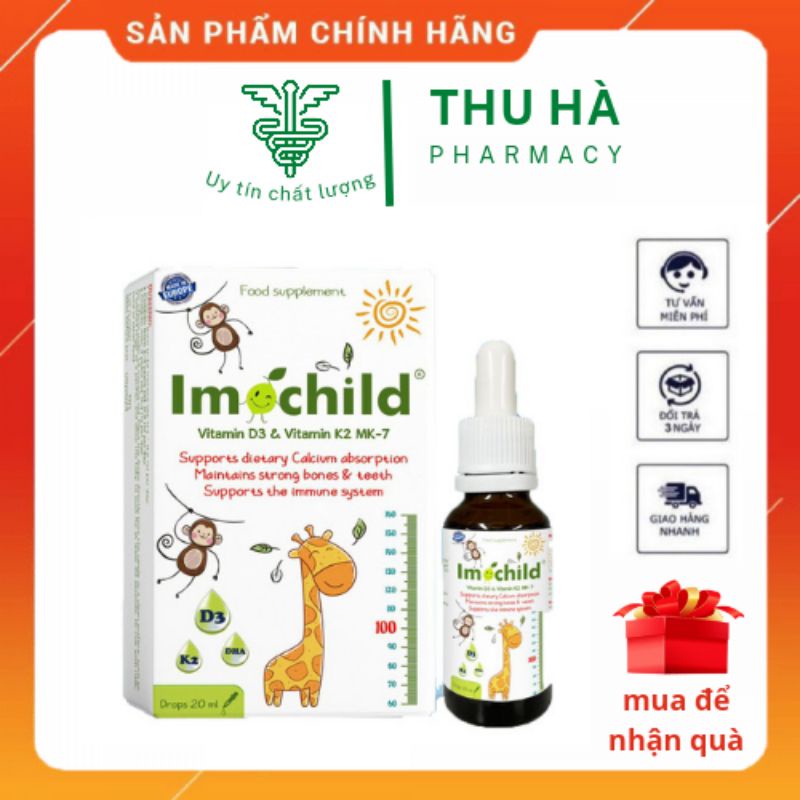 Imochild d3 k2 hỗ trợ bé phát triển chiều cao , trí não, tăng đề kháng nhập khẩu tây ba nha