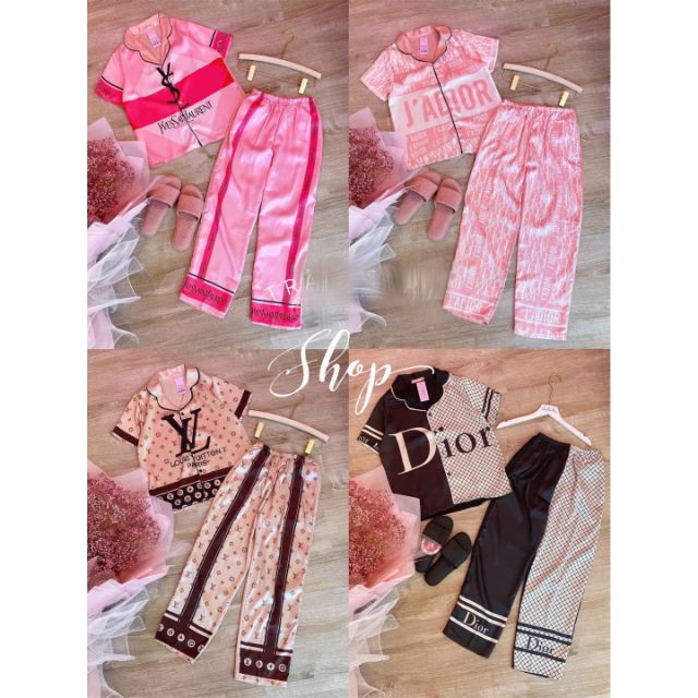 Bộ Pijama áo cộc quần dài phi lụa cực xinh