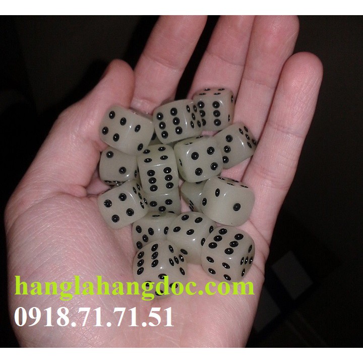 Xí ngầu xúc xắc dạ quang 14mm, phát sáng trong đêm độc đáo & tiện dụng