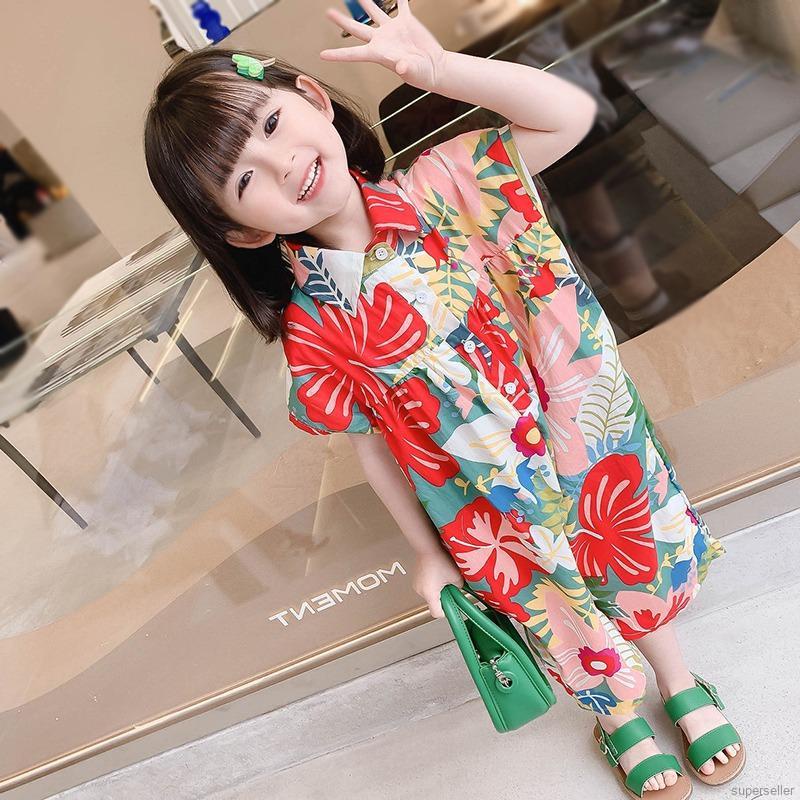 Áo Liền Quần Dáng Rộng Thời Trang Mùa Hè Hàn Quốc Dành Cho Bé Gái