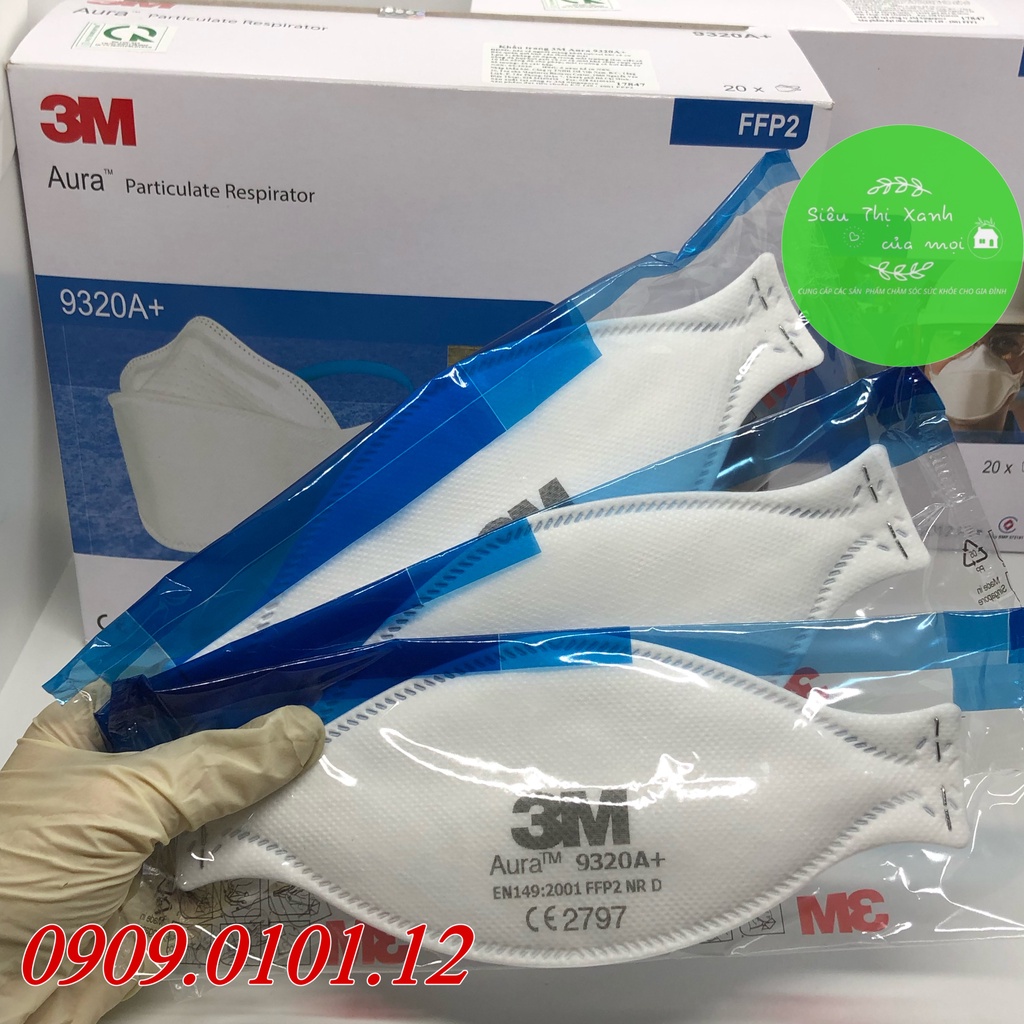 Khẩu trang 3m 9320a+ chính hãng đạt chuẩn AS/NZS FFP2, N95 cao cấp có đệm mũi tiệt trùng đóng bịch kín riêng từng cái