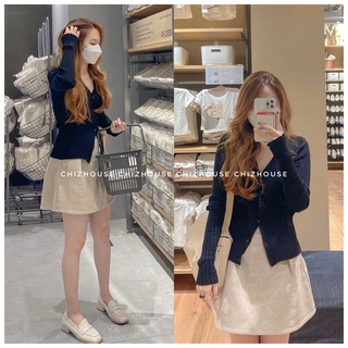 Set áo len đen + chân váy dạ