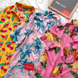 (FREESIZE) ÁO SƠ MI HOẠ TIẾT TRÁI CÂY UNISEX