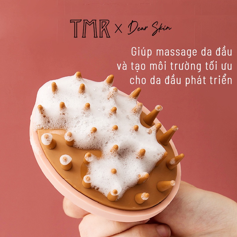 TMR Lược gội đầu silicon gai tròn mềm massage giảm stress, tẩy tế bào chết, làm sạch da đầu hiệu quả