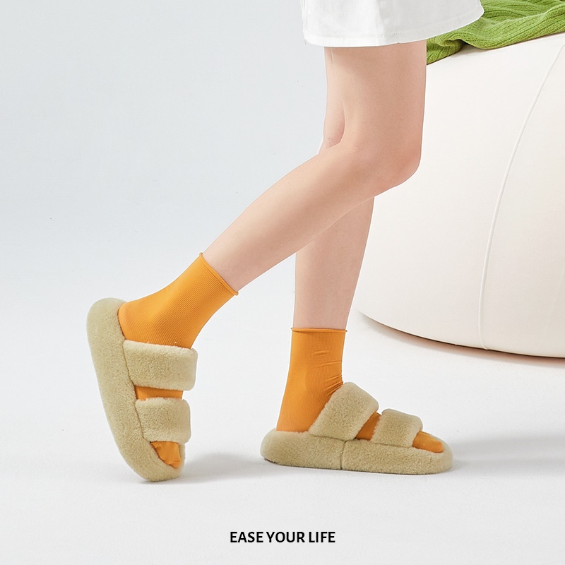 Dép bông đi trong nhà POSEE PS7106W đế dày chống trượt thời trang thu đông cho cặp đôi