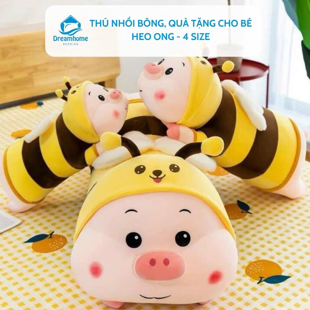 Thú bông heo ong đáng yêu, gối ôm hình thú cho bé 3 kích thước Dreamhome