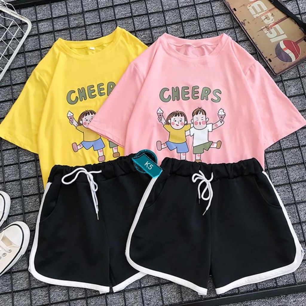 Sét áo phông cô cậu bé cheers + quần KTH0720