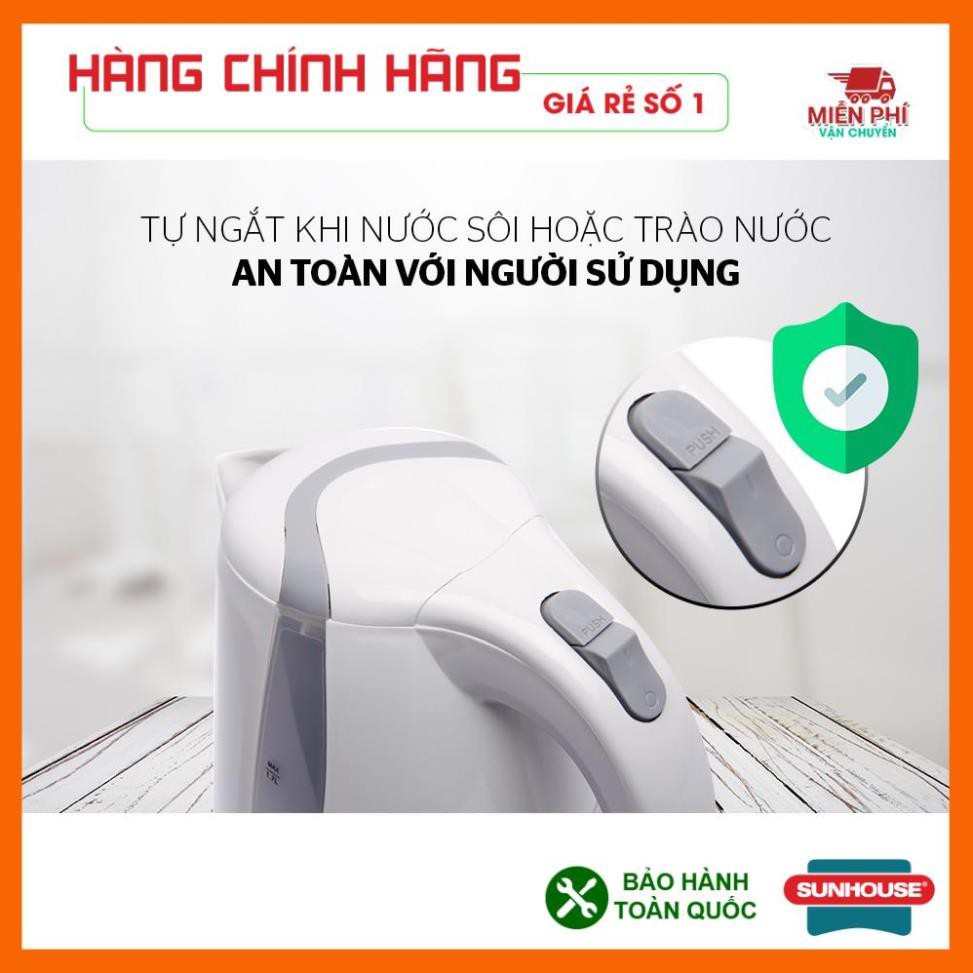 ẤM SIÊU TỐC, BÌNH ĐUN SIÊU TỐC SUNHOUSE SHD1300, 1,8 LÍT, NHỰA CHỊU NHIỆT SIÊU BỀN, BẢO HÀNH TOÀN QUỐC 1 NĂM