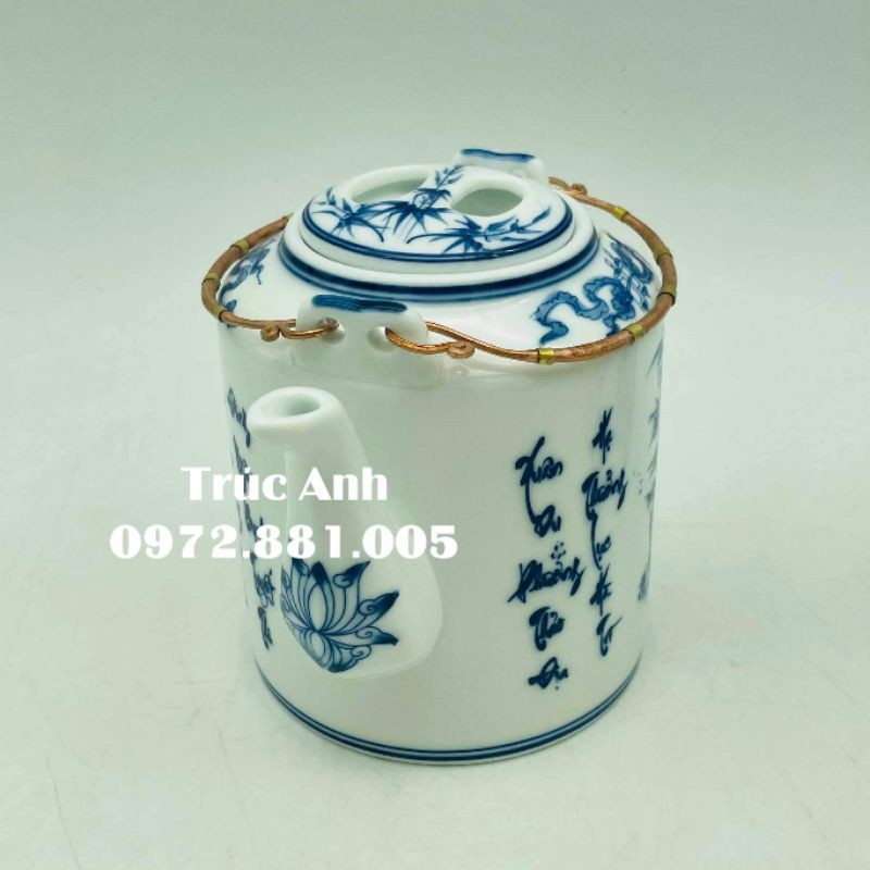 Ấm tích vẽ Trúc Lâm men LAM cao cấp