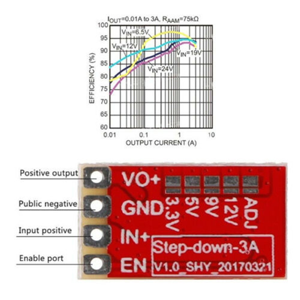 GLENES Practical Buck Step-down Converter Mini 3A Power Module DC-DC 5V 3V 12V 3.3V 9V Adjustable/Multicolor