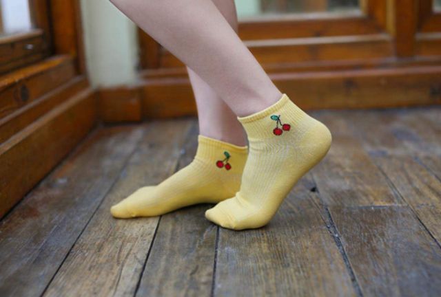 Set 5 đôi tất trái cây, tất hoa quả cổ ngắn phong cách Hàn quốc 5 màu chất xịn