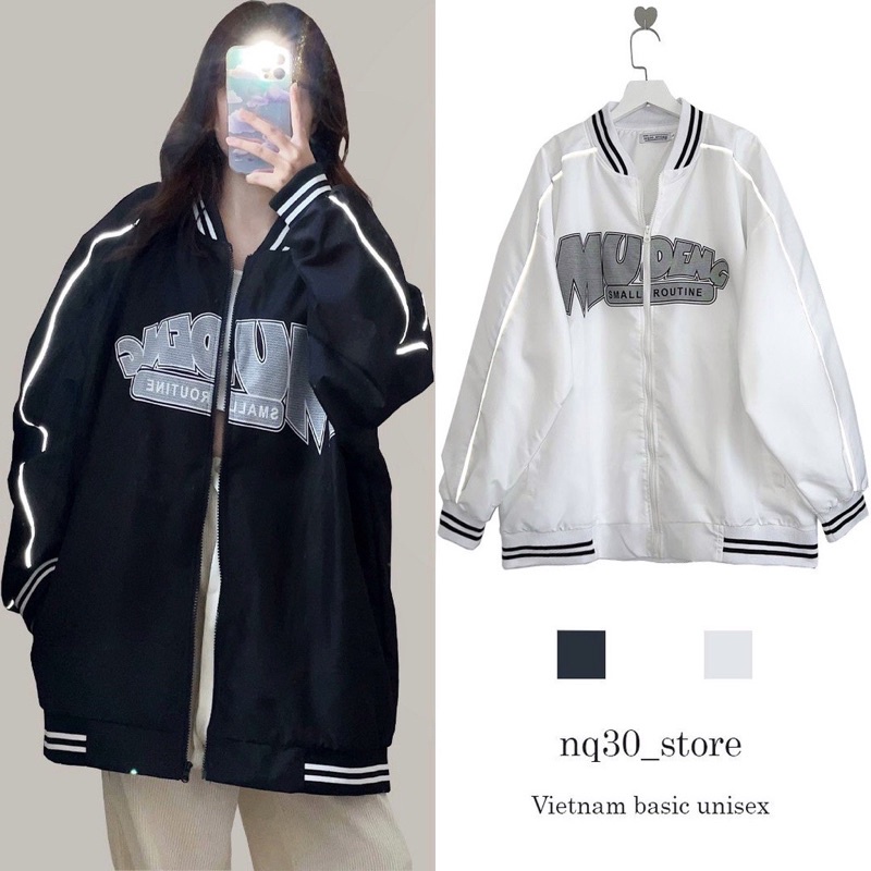 Áo Khoác Bomber Jacket gió MU Form Rộng Nam Nữ Unisex