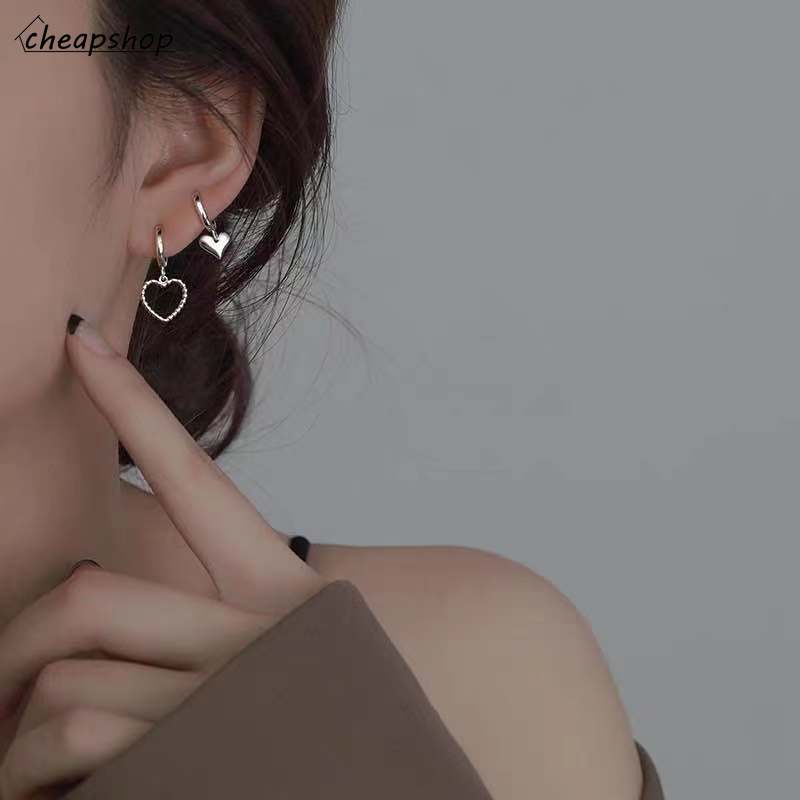 iF YOU Đôi khuyên tai hình trái tim đơn giản thời trang dành cho nữ