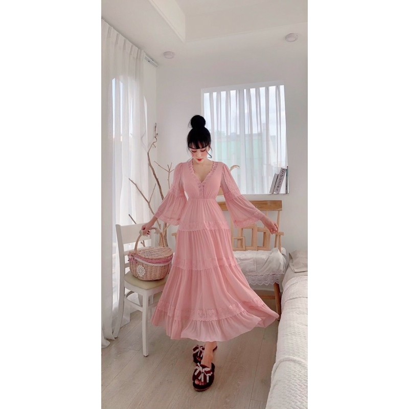 Váy ngủ công chúa tay lỡ loe lưới cao cấp quảng châu 2