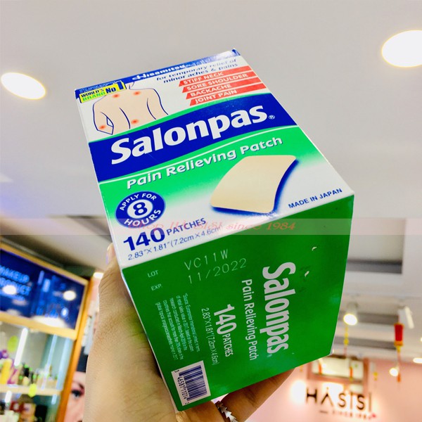 Cao Dán Giảm Đau HISAMITSU - Salonpas Pain Relieving Patch 7.2cm x 4.6cm (140 Miếng - Size Lớn)