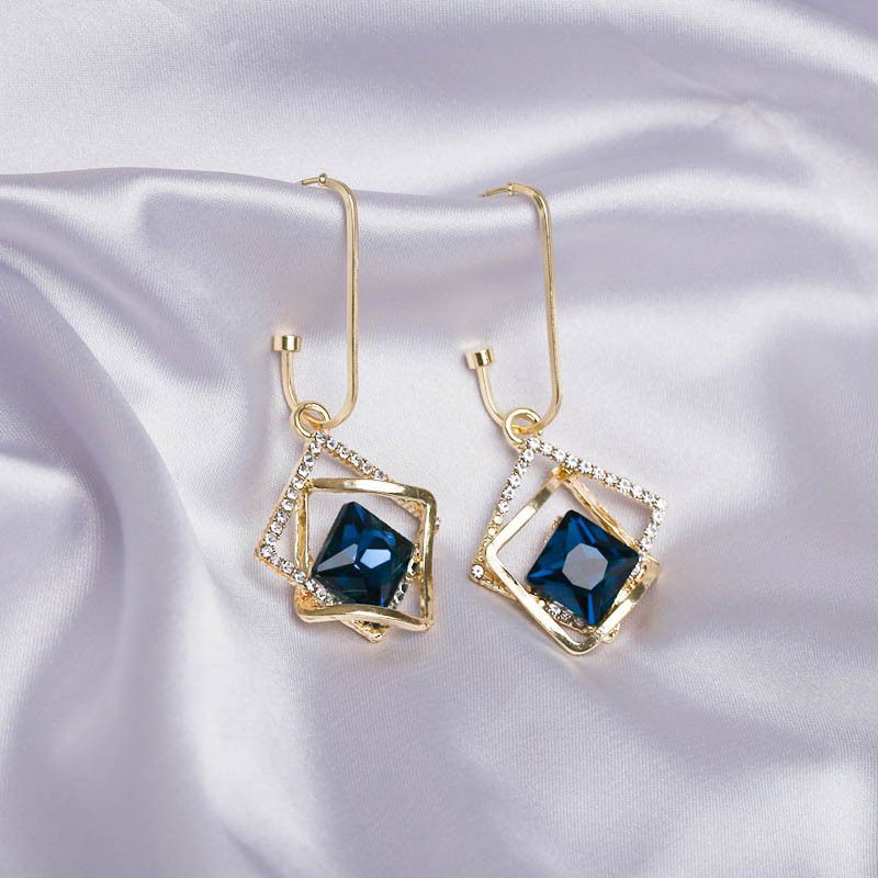 Khuyên tai bạc S925 - Bông tai nữ đã giác đính đá xanh lục lấp lánh sang trọng cao cấp ZaZa.accessories KT8064