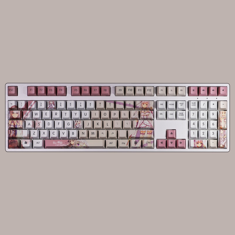 Emilia Satella Keycaps Cherry Profile Life In A Other World From Zero Theme Keycaps PBT Thuốc nhuộm Thăng hoa Bàn phím cơ Keycaps 108 Phím