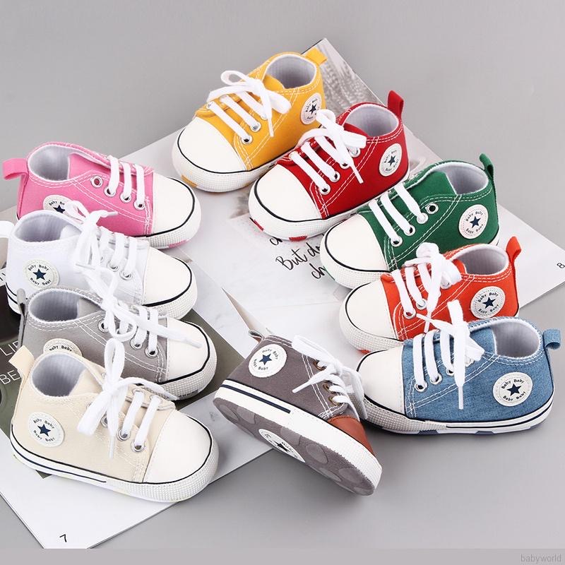 Giày Thể Thao Vải Canvas Đế Mềm Chống Trượt Cho Bé Sơ Sinh 0-18 Tháng Tuổi