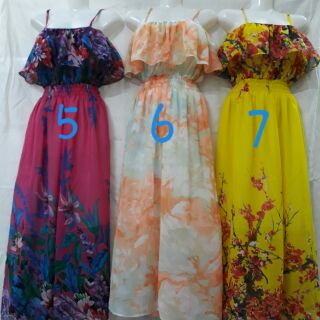 Đầm maxi voan 2 dây bèo
