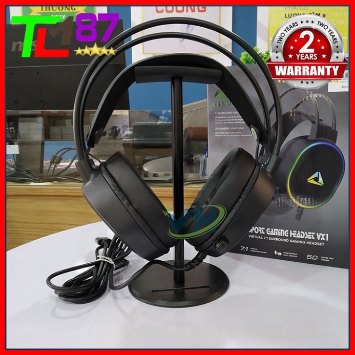 Tai Nghe Gaming Có Dây Headphone Chụp Tai VSP ESPORT VX1 LED 7 Màu - Tai Nghe Nhạc Máy Vi Tính Laptop Game Thủ Có Mic
