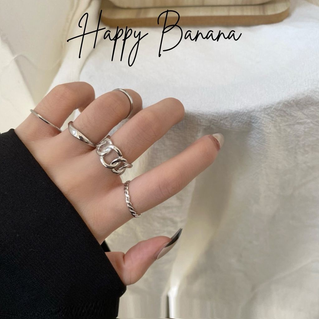 Nhẫn Nữ Set 5 Cái Titan Thời Trang Unisex - N002