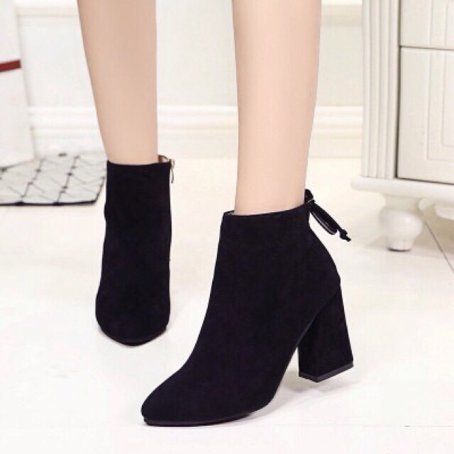 FREE SHIP Bốt nữ da lộn gót vuông 5cm siêu xinh kèm clip | BigBuy360 - bigbuy360.vn