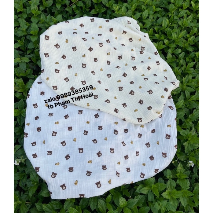 vải xô muslin cao cấp mềm mại gấu phomai may bộ bé trai