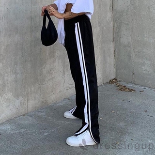 Quần Dài Ống Rộng Họa Tiết Sọc Thời Trang Cá Tính Cho Nữ