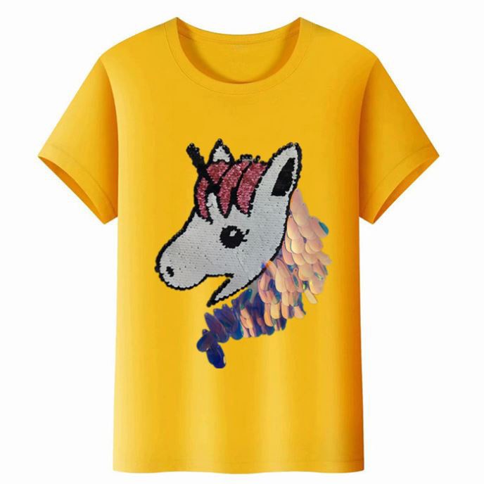 Áo thun kim sa vuốt đổi màu pony unicorn sừng mới