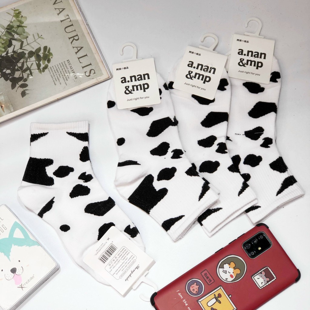 Vớ cổ cao bò sữa hàng cao cấp - chất dày sợi dệt 100% cotton