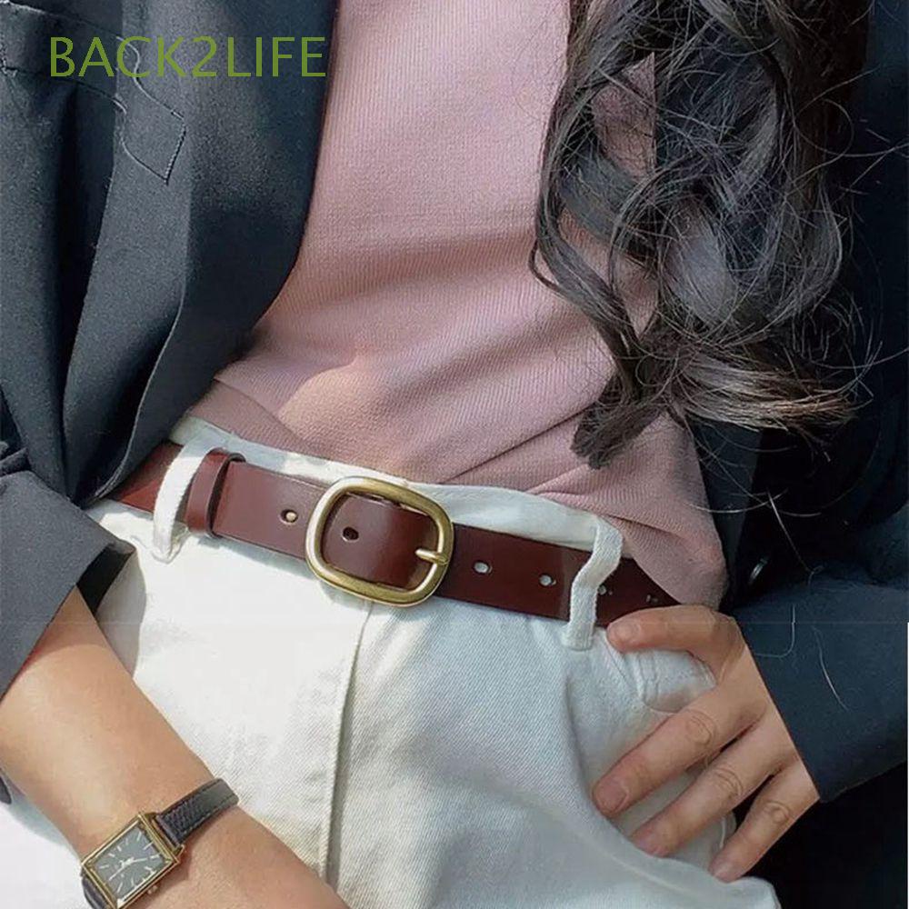 Thắt Lưng Da PU Khóa Oval Kim Loại Điều Chỉnh Được Phong Cách Hàn Quốc Sang Trọng Dành Cho Nữ Back2L