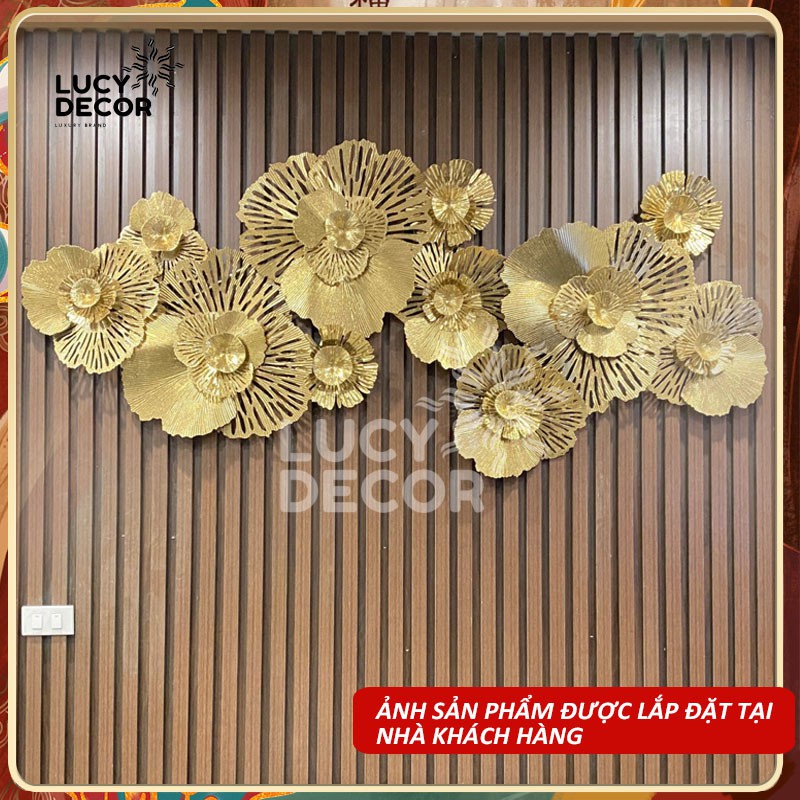 Tranh sắt treo tường bông hoa nghệ thuật decor cỡ lớn trang trí phòng sang trọng phong cách Châu Âu mã A1017
