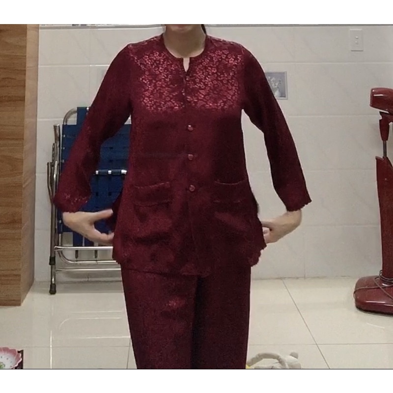 Bộ gấm bà già tay dài cao cấp.